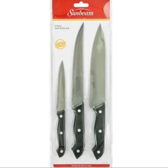 Sunbeam 3 Piece Chef Stainless Steel Knife Set - Picture 2 of 4